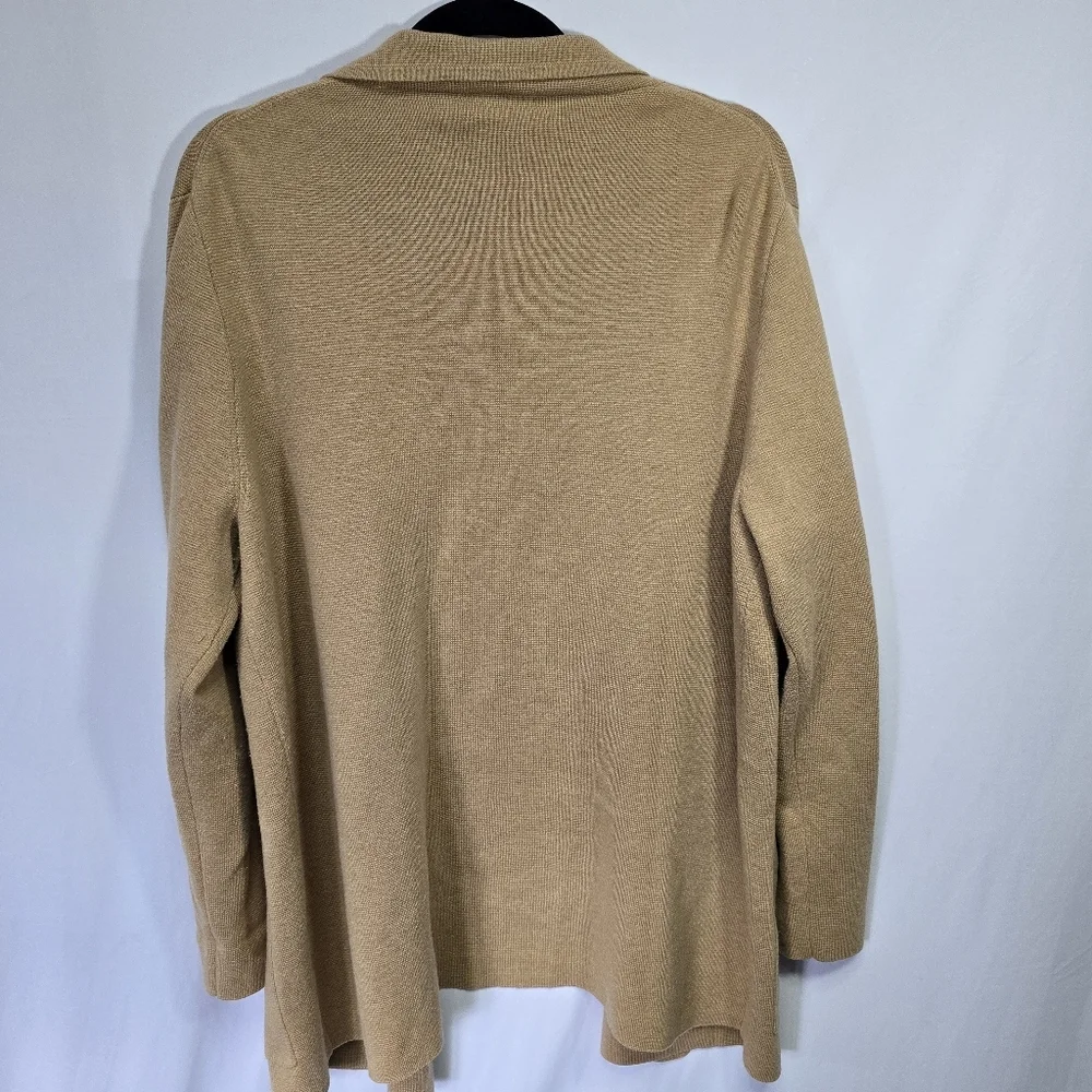 J Crew Tan Schoolboy Open Front Knit Blazer Career Professional, Sz L - Picture 4 of 4